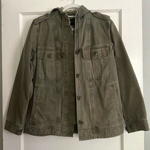 j crew light weight jacket with hood. size xs.